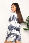 Double Take Tie-Dye Round Neck Top and Shorts Lounge Set Loungewear Trendsi   