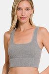 Zenana Ribbed Square Neck Cropped Tank Tank Top Trendsi HGREY S/M 