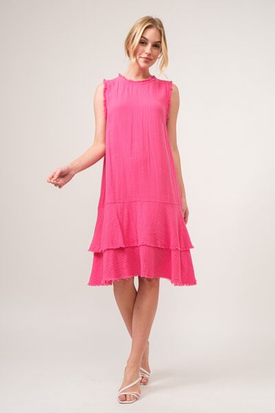 And The Why Washed Fringe Detail Tiered Dress - NeoKira Unlimited