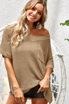 BiBi V-Neck Short Sleeve Knit Top Top Trendsi   