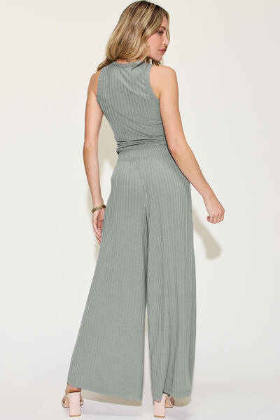 Basic Bae Full Size Ribbed Tank and Wide Leg Pants Set - NeoKira Unlimited