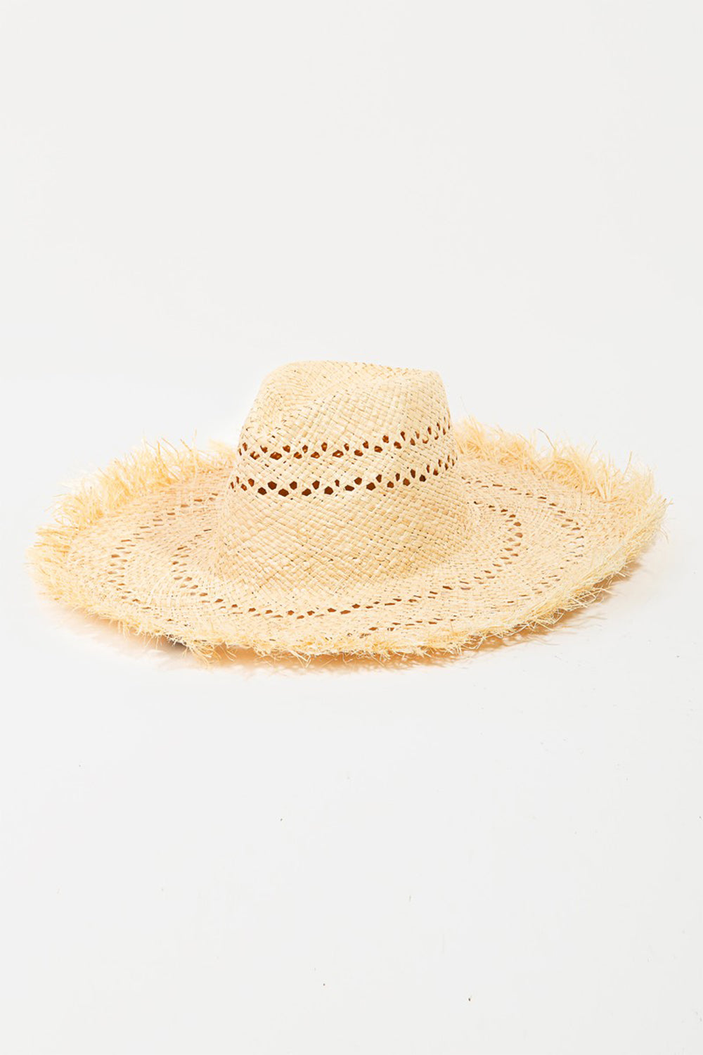 Fame Openwork Raw Hem Weave Hat Straw Hats Trendsi IV One Size 