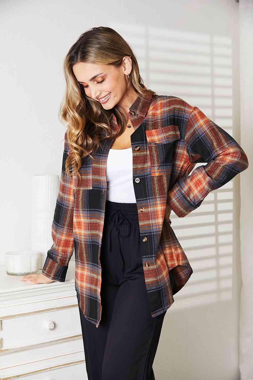 Mandy Plaid Dropped Shoulder Shirt - NeoKira Unlimited