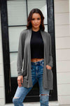 Basic Bae Full Size Open Front Long Sleeve Cardigan with Pockets Cardigan Trendsi Charcoal S 