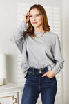 Double Take Seam Detail Round Neck Long Sleeve Top Top Trendsi Light Gray S 