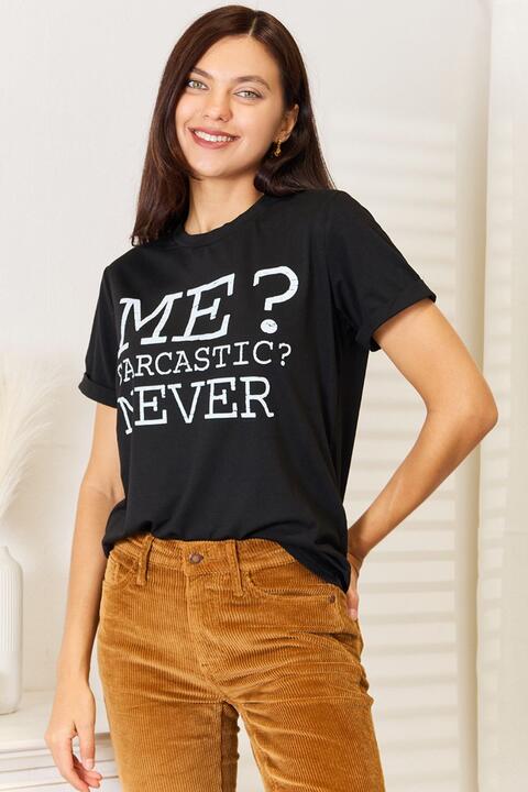 Simply Love Letter Graphic Round Neck T-Shirt T-Shirt Trendsi Black S 