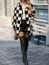 Double Take Full Size Checkered Button Front Coat with Pockets Coat Trendsi   