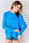 Zenana Ribbed Trim Round Neck Long Sleeve Top Top Trendsi   