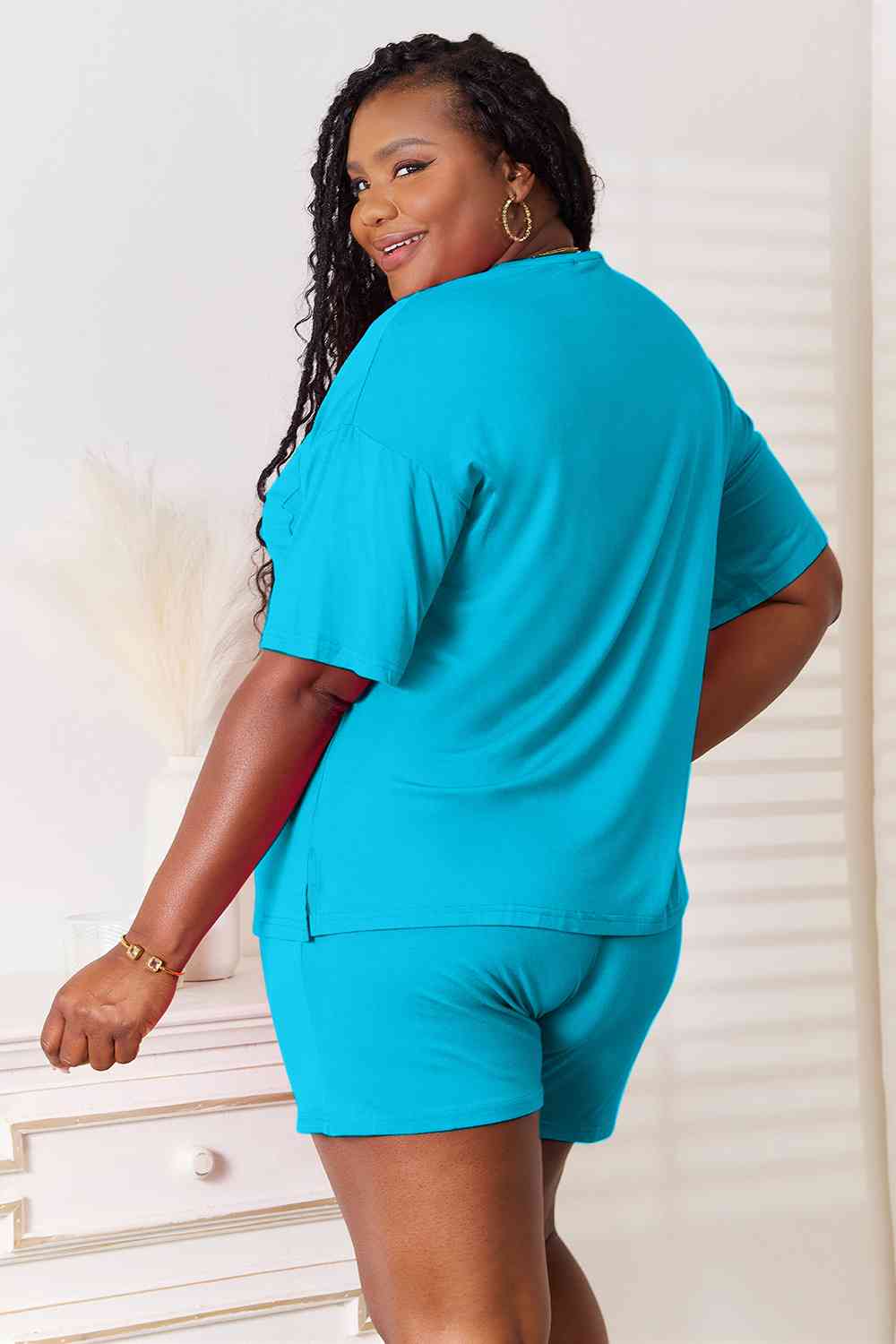 Basic Bae Full Size Soft Rayon Half Sleeve Top and Shorts Set - NeoKira Unlimited