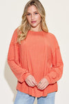 Basic Bae Full Size Ribbed Round Neck Long Sleeve T-Shirt Top Trendsi Orange S 