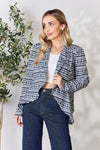 Heimish Full Size Open Front Printed Blazer Blazer Trendsi   