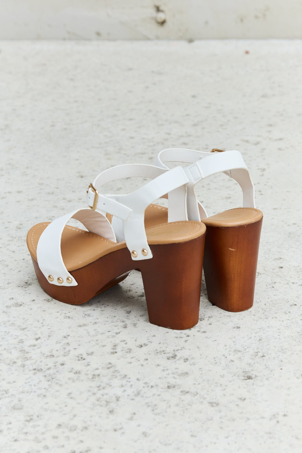 DDK Time After Time Wooden Platform Strap Heels Heels Trendsi   