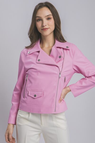 LOVE TREE Collared Neck Zip Up Jacket - NeoKira Unlimited