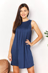 Double Take Round Neck Sleeveless Mini Dress Mini Dress Trendsi Navy S 