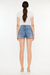 Kancan Distressed Raw Hem High Waist Denim Shorts Denim Shorts Trendsi   