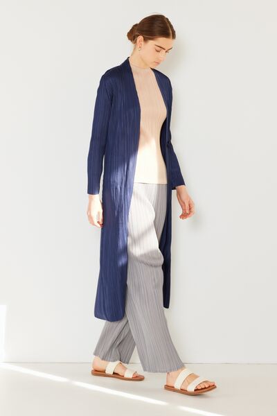 Marina West Swim Pleated Long Sleeve Cardigan Cardigan Trendsi   