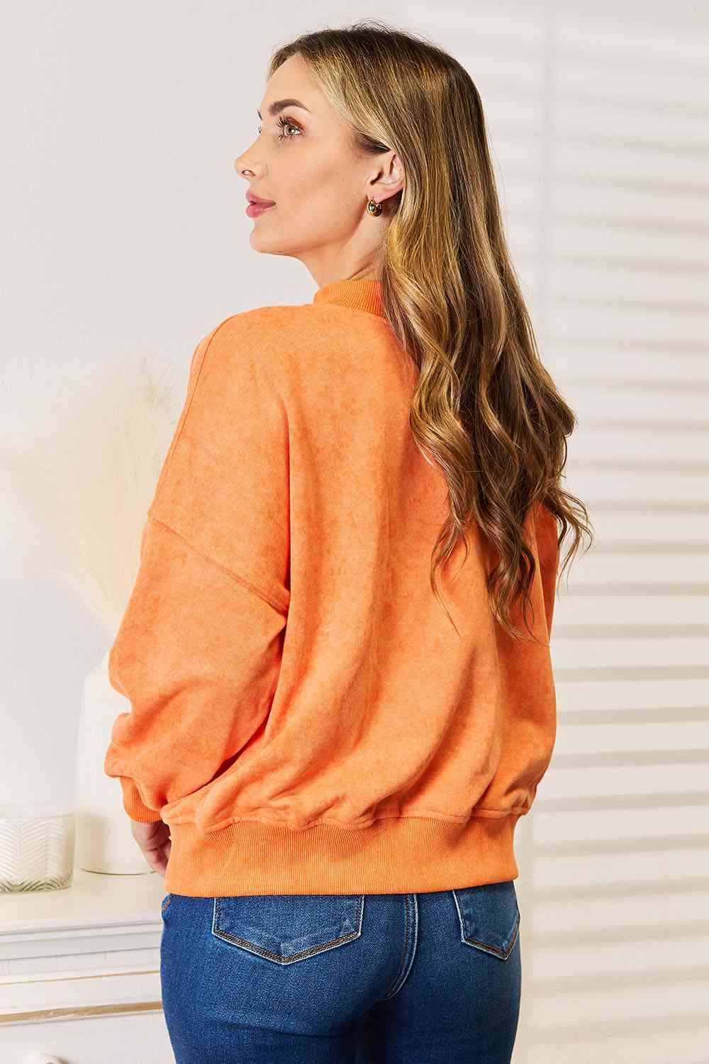 Basic Bae Round Neck Dropped Shoulder Sweatshirt Sweater Trendsi   