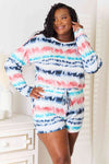 Double Take Tie-Dye Dropped Shoulder Lounge Set Loungewear Trendsi   