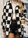 Double Take Full Size Checkered Button Front Coat with Pockets Coat Trendsi   