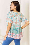 Double Take Floral Tie Neck Short Sleeve Blouse Top Trendsi   