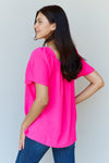 Ninexis Keep Me Close Square Neck Short Sleeve Blouse in Fuchsia Top Trendsi   