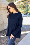 Basic Bae Full Size Ribbed Round Neck Long Sleeve Knit Top Top Trendsi   