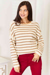 Double Take Striped Boat Neck Sweater Sweater Trendsi Stripe S 