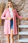 Veveret Button-Up Shirt Dress Jacket Trendsi PINK S 