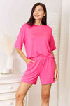 Basic Bae Full Size Soft Rayon Half Sleeve Top and Shorts Set Shorts Set Trendsi   