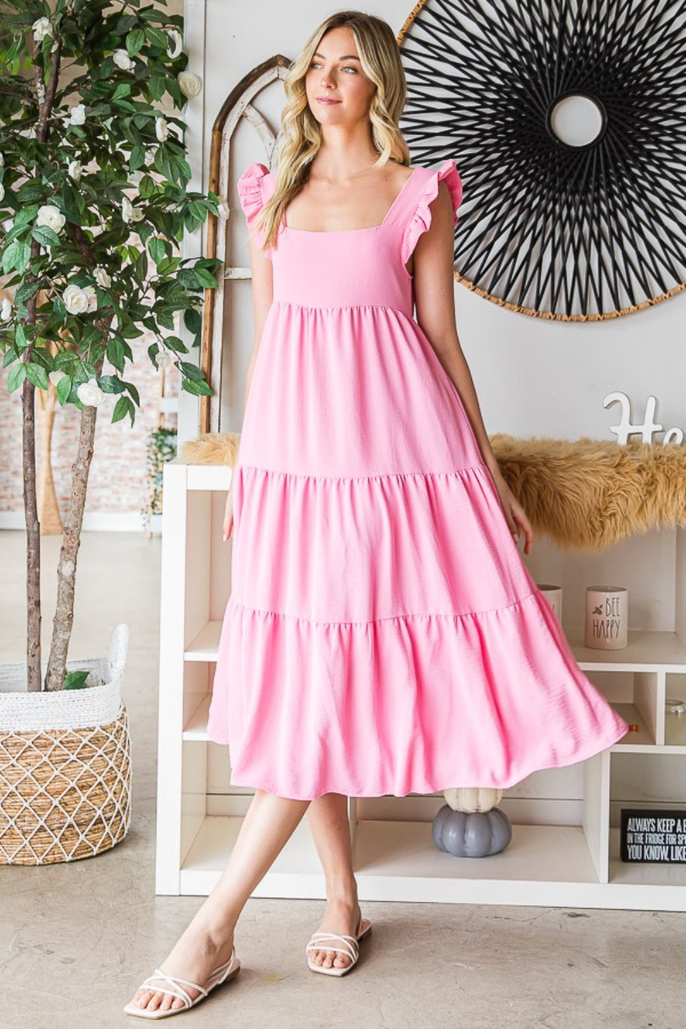 Reborn J Ruffled Sleeveless Tiered Midi Dress - NeoKira Unlimited
